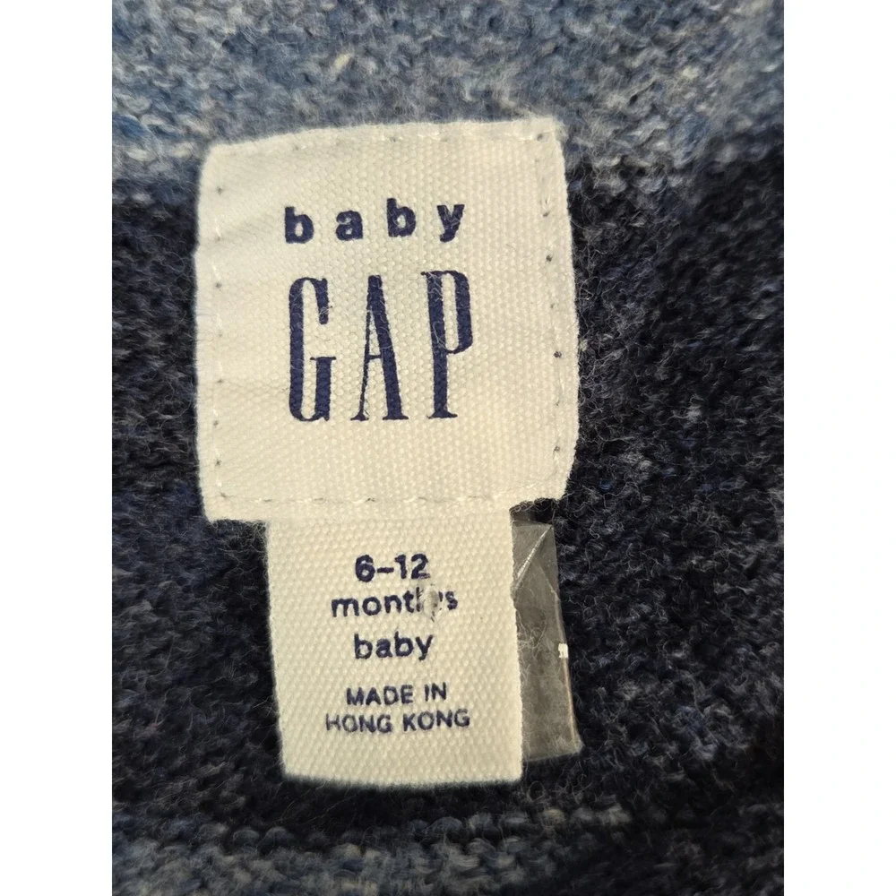 GAP Baby Footless One Piece‎ 6-12 Mos Stretch Navy Heather Teddy Bear Logo Cozy